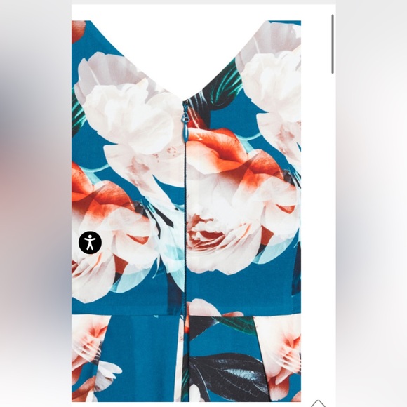 NWT City Chic Fit & Flare Teal Sandra floral dress 18W - Picture 6 of 8